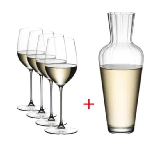 Riedel 4x Veritas Riesling Glas + Mosel Decanter